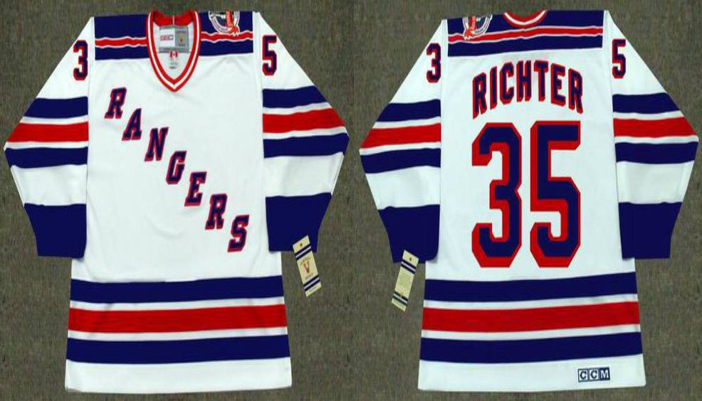 2019 Men New York Rangers 35 Richter white style #3 CCM NHL jerseys